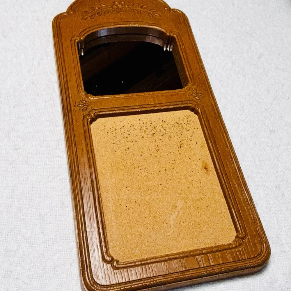 Vintage 70s Wooden Mirror and bulletin board